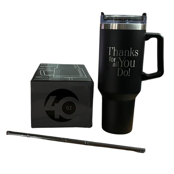 40 oz 'Thanks for all You Do'!' Stainless Steel Hot Cold Tumbler with Handle - Picture 5 of 10
